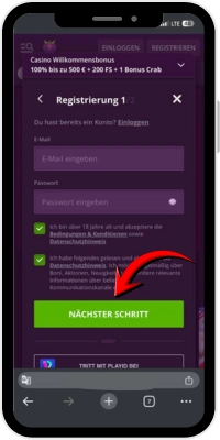 Abschluss der Registrierung und Bestätigung der Kontodaten auf iOS