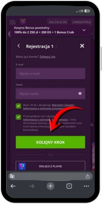 Zakończenie rejestracji i potwierdzenie danych konta w aplikacji Android
