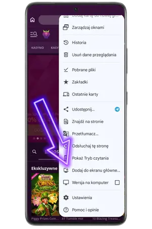 Aby dodać Malina casino Aplikacja, kliknij „dodaj do ekranu głównego”