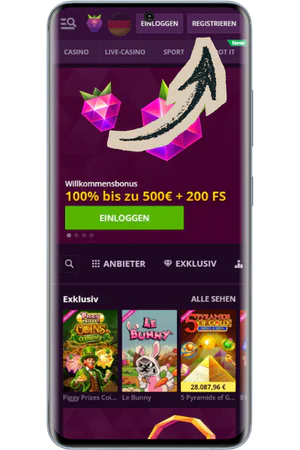 Offizielle Website und Registrierungsbutton