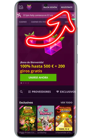 Sitio web oficial y botón de registro