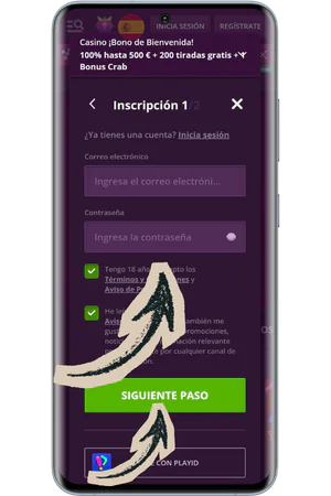 Crear cuenta Malina Casino