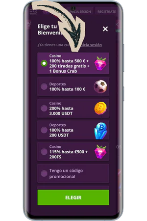 Seleccionar un bono al registrarse