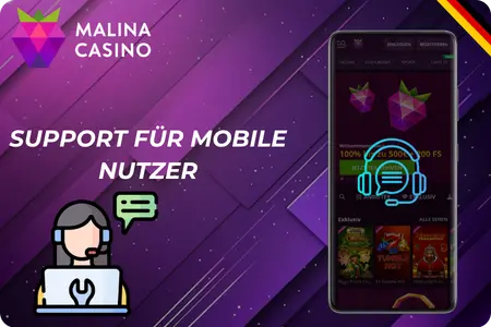 Support für mobile Nutzer in der Malina casino mobile App